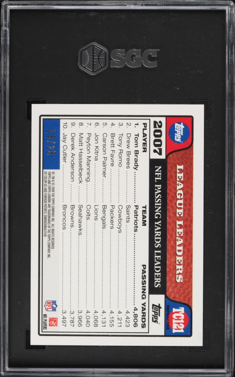 2008 Topps Chrome Leaders Red Refractor Tom Brady /25 TC121 SGC 9 MINT
