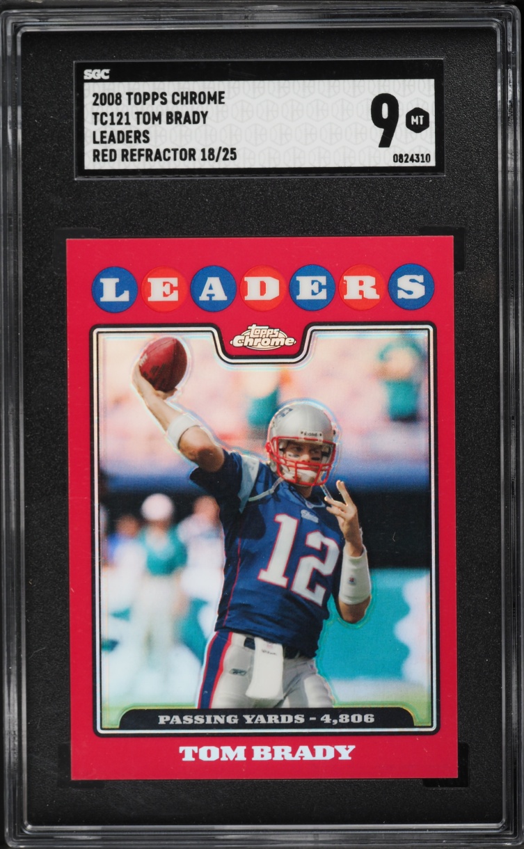 2008 Topps Chrome Leaders Red Refractor Tom Brady /25 TC121 SGC 9 MINT