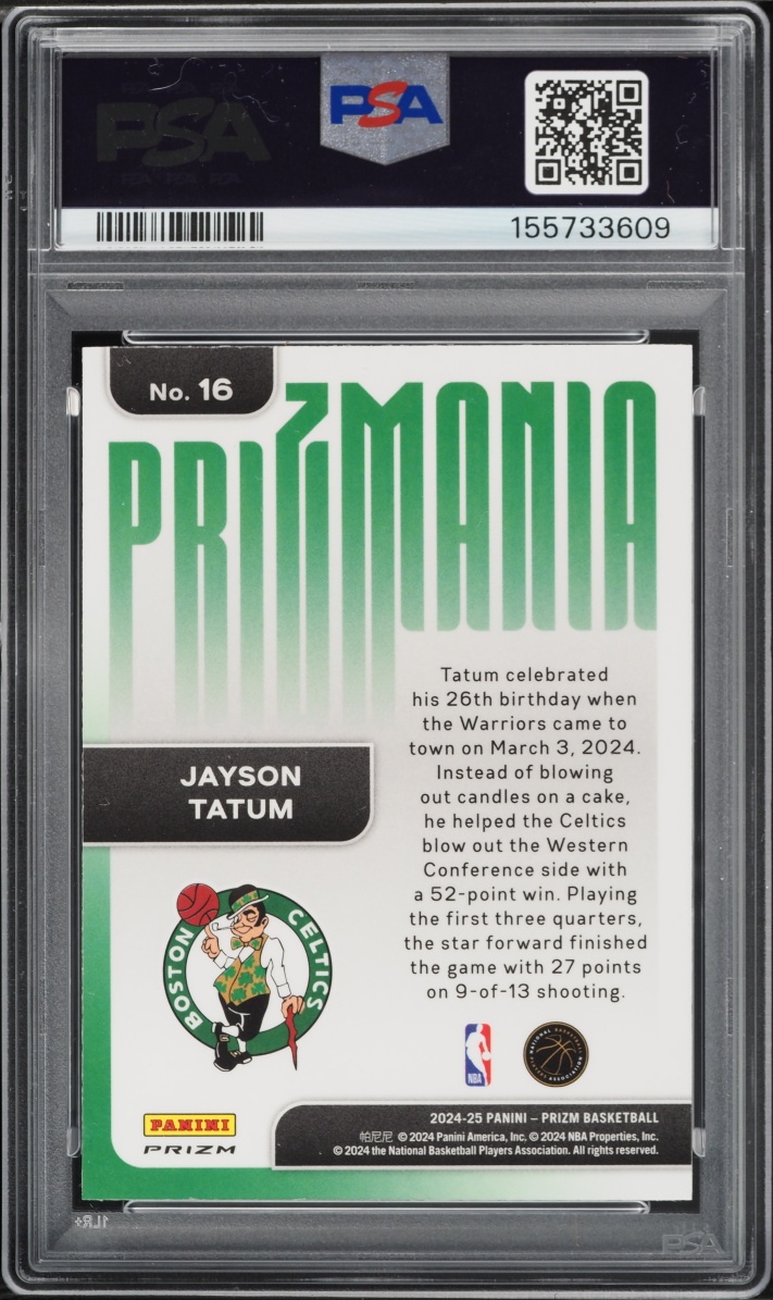 2024 Panini Prizm Prizmania Jayson Tatum #16 PSA 10 GEM MINT
