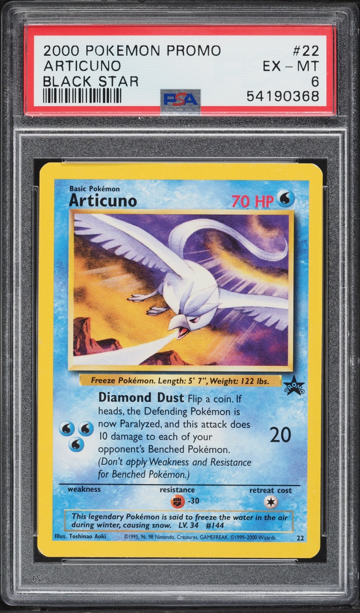 2000 Pokemon Black Star Promo Aoki Error Articuno #22 PSA 6 EXMT