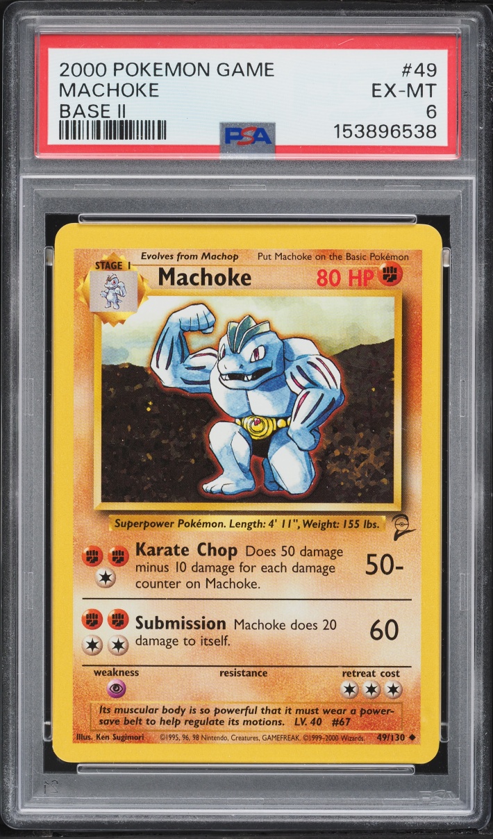 2000 Pokemon Base Set 2 Machoke #49 PSA 6 EXMT