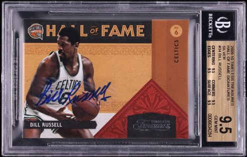 2009 Bowman Basketball '48 Bill Russell AUTO DNA 10 #48A-BR PSA 9