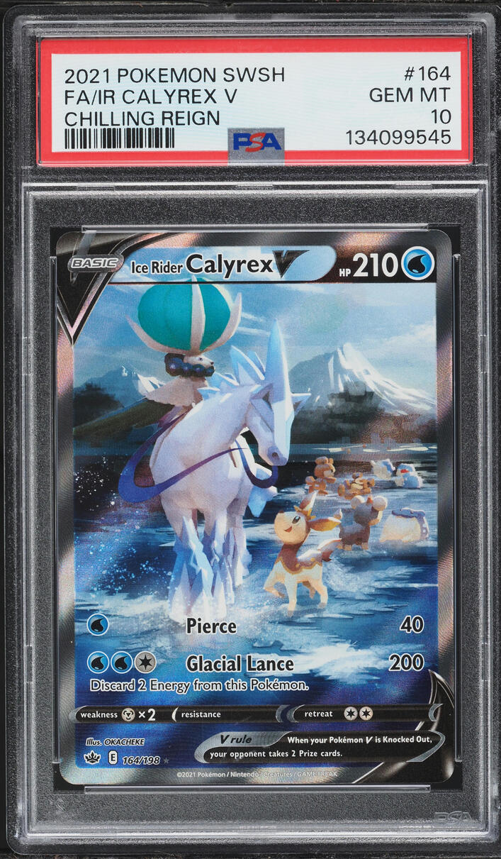 2021 Pokemon Sword & Shield Chilling Reign Alt Art Ice Rider Calyrex V #164 PSA 10 GEM MINT