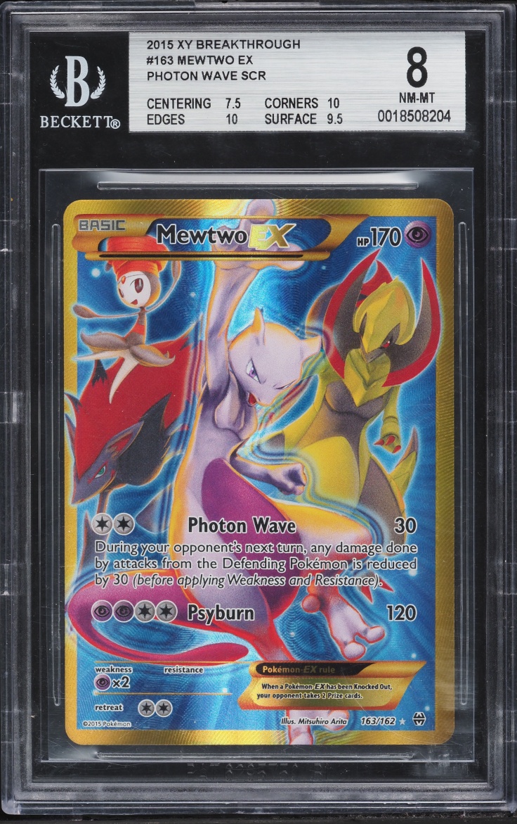 2015 Pokemon XY Breakthrough Gold Rare Mewtwo EX #163 BGS 8 NM-MT