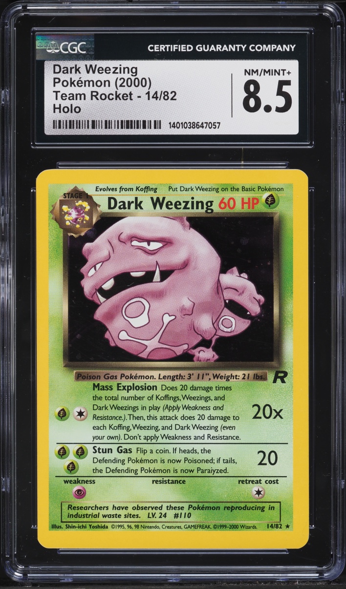 2000 Pokemon Team Rocket Holo Dark Weezing #14 CGC 8.5 NM-MT+