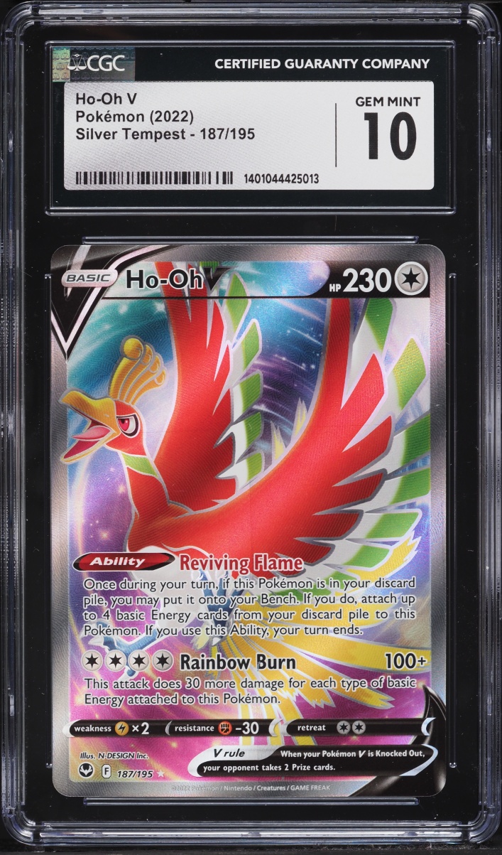 2022 Pokemon Sword & Shield Silver Tempest Full Art Ho-Oh V #187 CGC 10 GEM MINT
