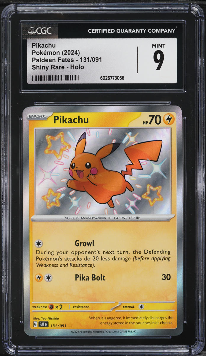 2024 Pokemon Scarlet & Violet Paldean Fates Shiny Pikachu #131 CGC 9 MINT