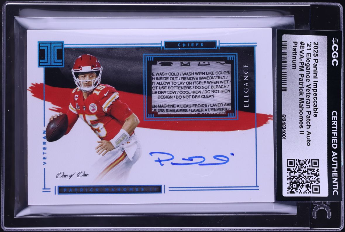 2025 Panini Impeccable '21 Elegance Platinum Patrick Mahomes II PATCH AUTO 1/1 #EVA-PM CGC AUTH