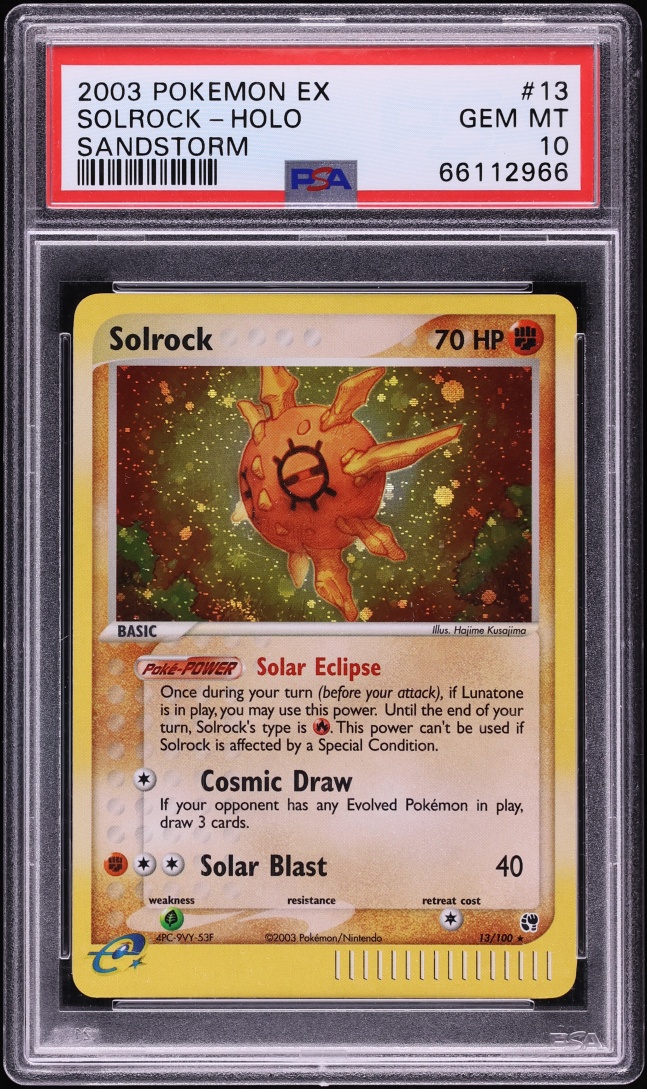 2003 Pokemon EX Sandstorm Holo Solrock #13 PSA 10 GEM MINT