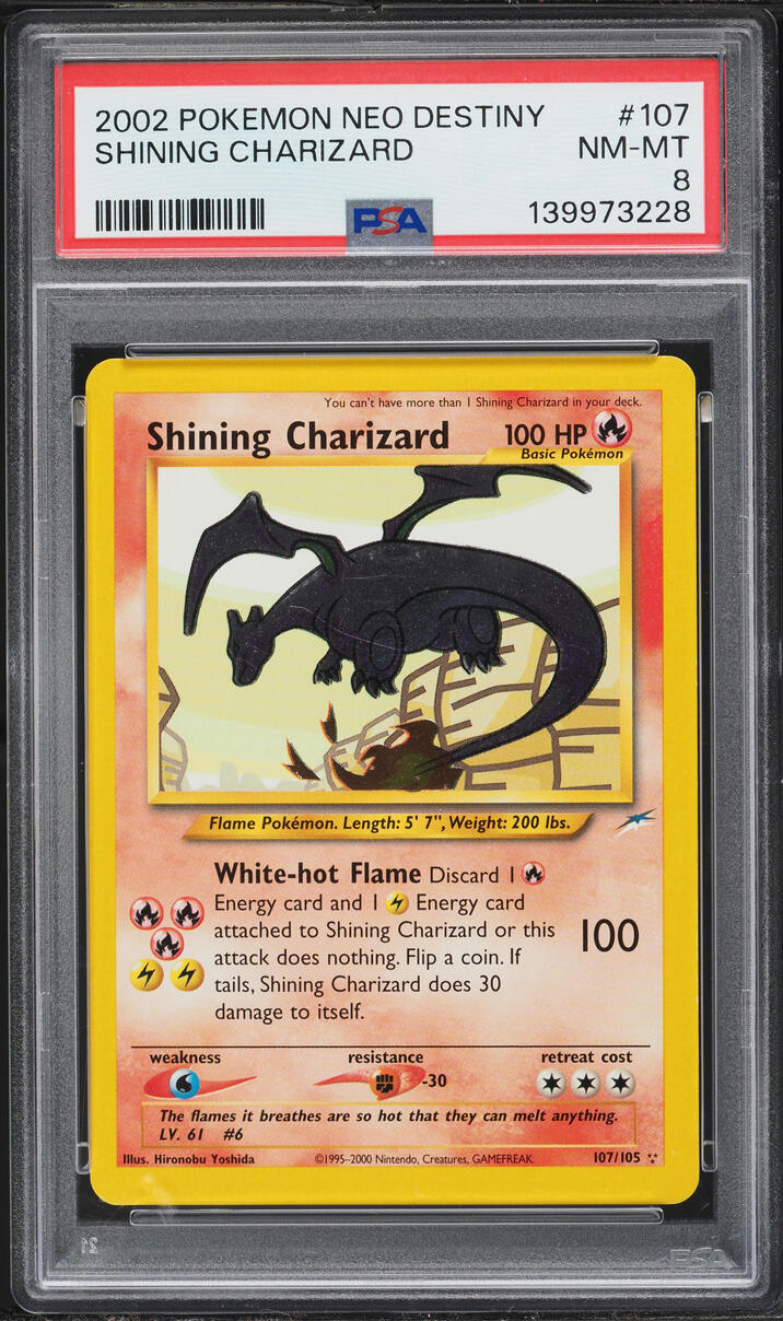 2002 Pokemon Neo Destiny Shining Charizard #107 PSA 8 NM-MT