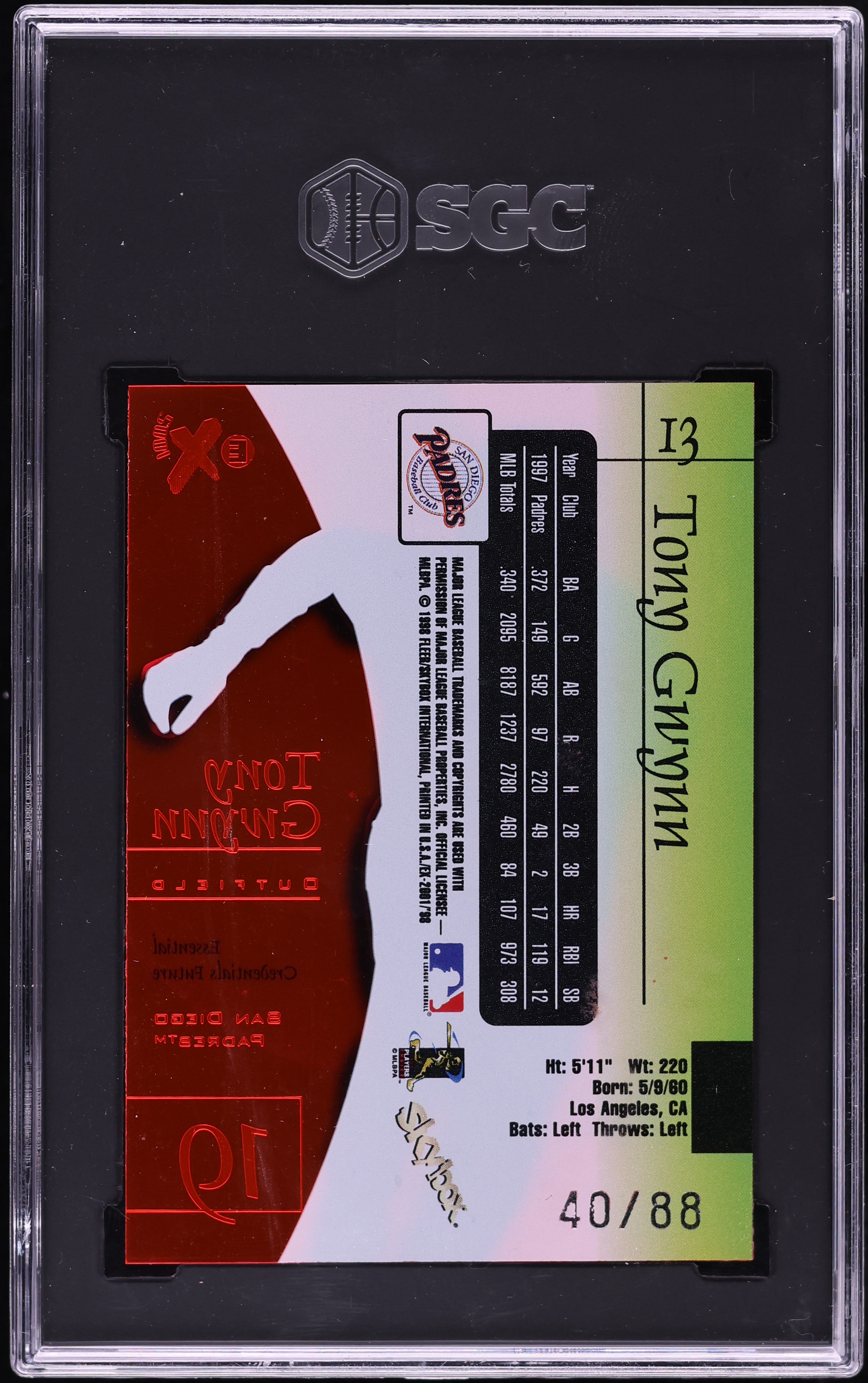ゲームセンター・ゲームカード SKYBOX  TONY GWYNN 1998 Skybox E-X 2001 Essential Credentials Future Tony Gwynn