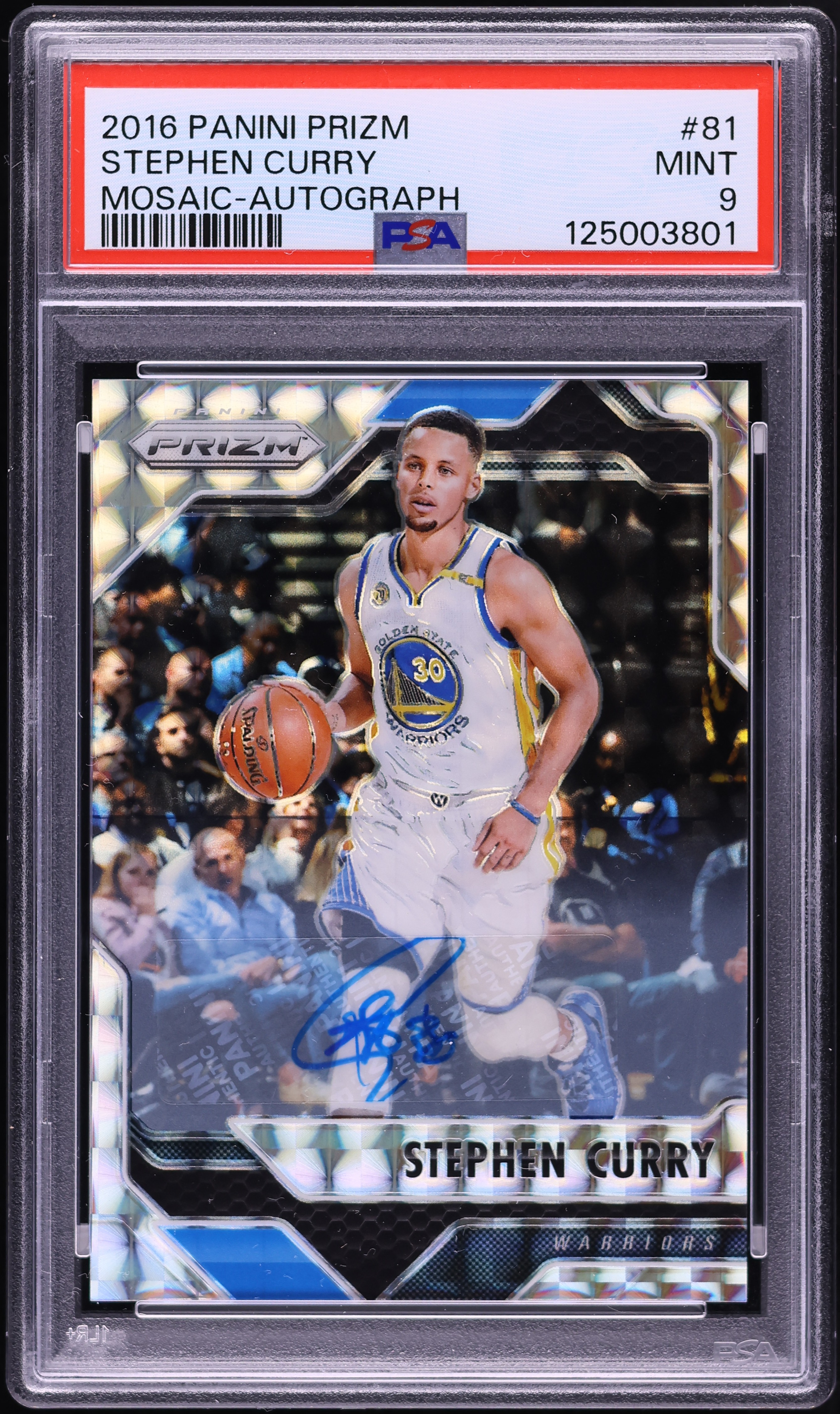 2016 Panini Prizm Mosaic Stephen Curry AUTO #81 PSA 9 MINT