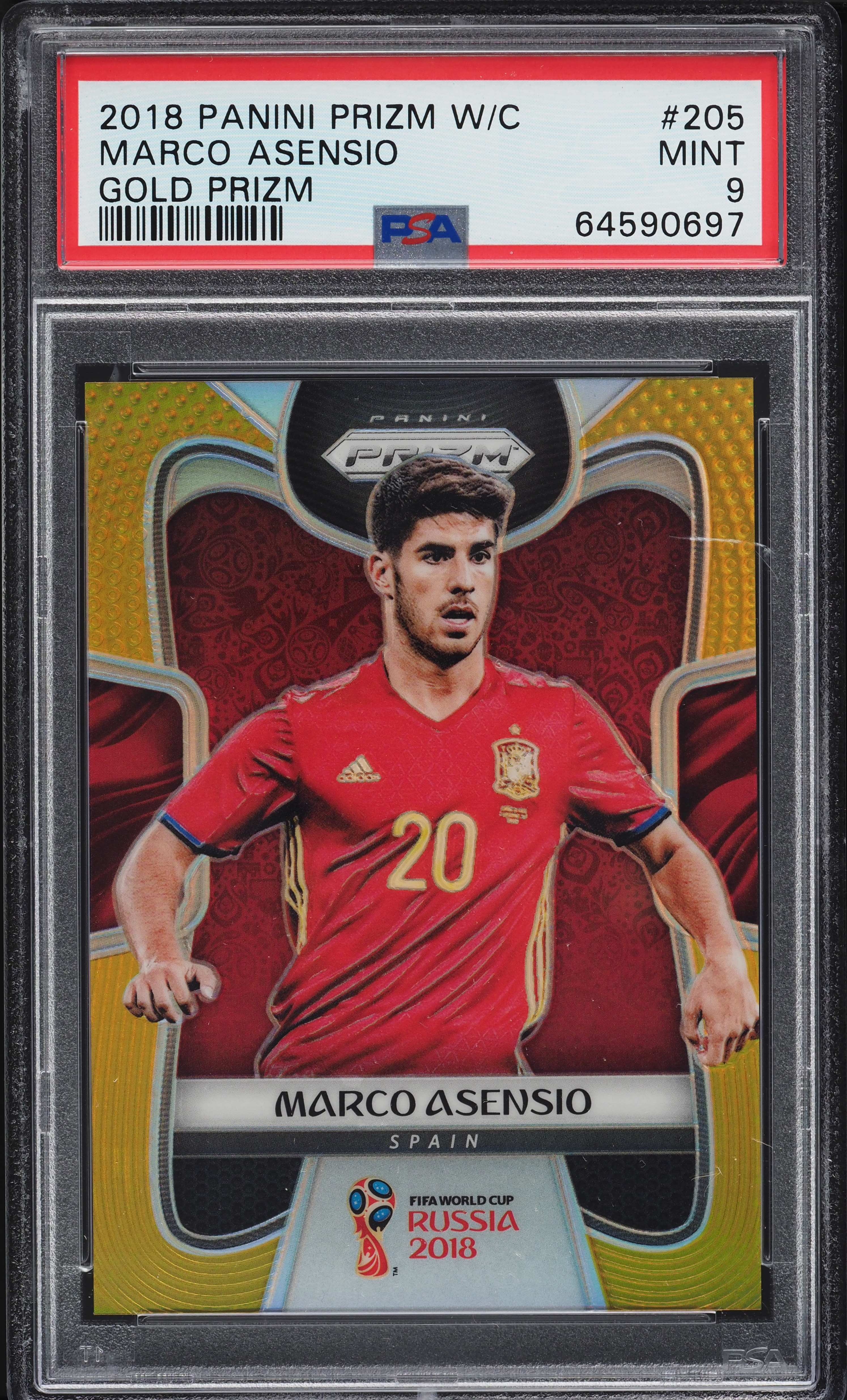 2018 Panini Prizm World Cup Gold Marco Asensio /10 #205 PSA