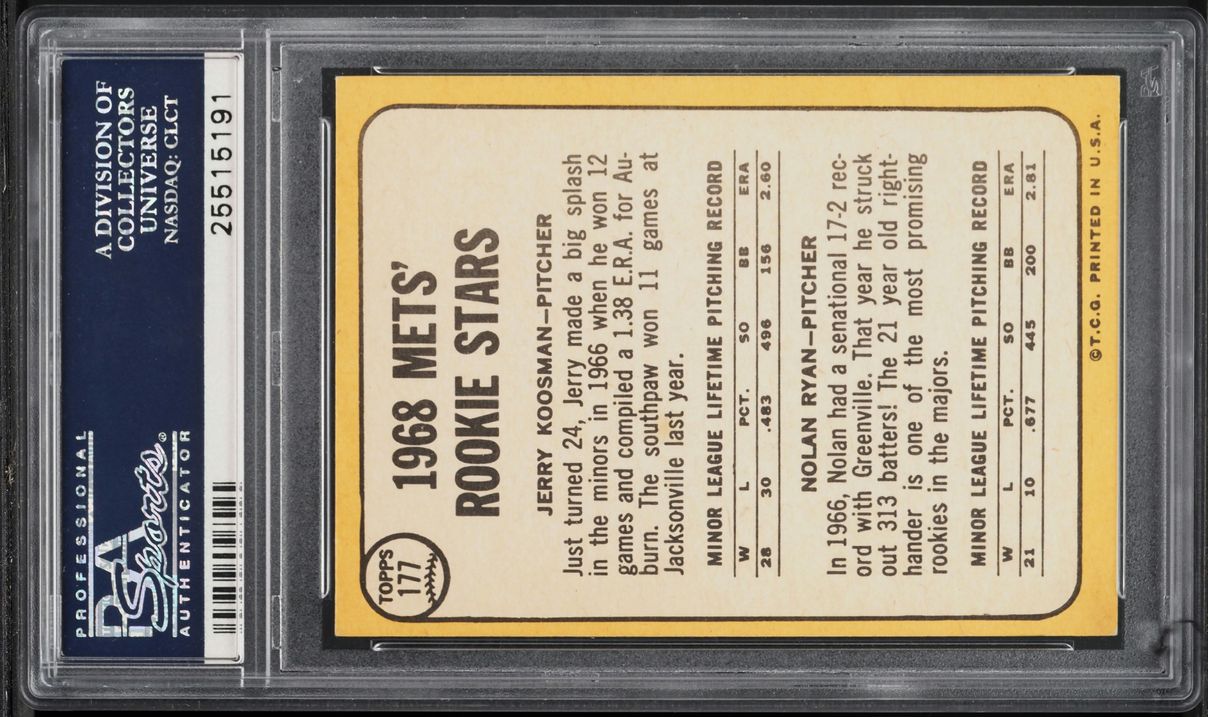 1968 Topps Nolan Ryan ROOKIE #177 PSA 7.5 NRMT+