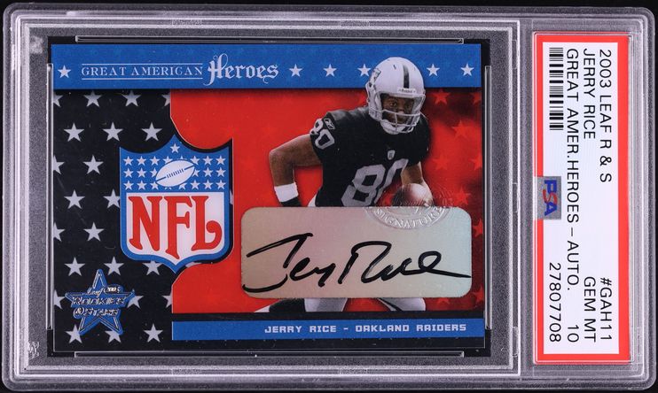 2003 Leaf Rookies & Stars Great American Heroes Jerry Rice AUTO /25#GAH-11 PSA 10 GEM MINT - Photo 1