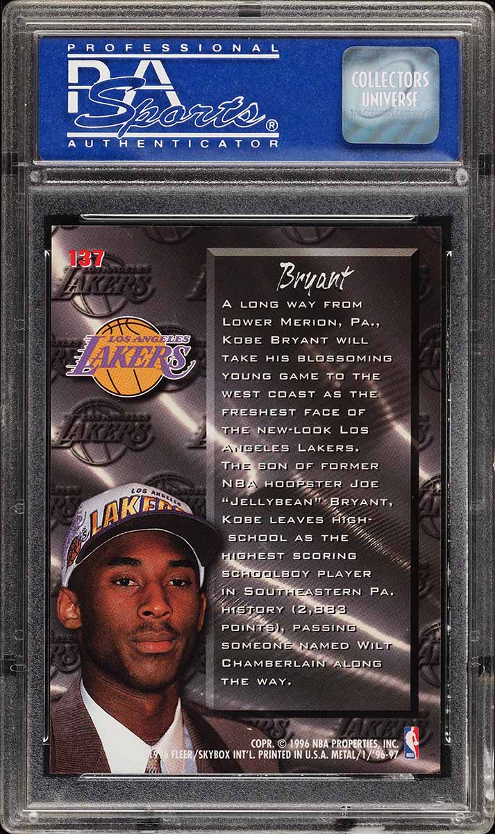 1996 Metal Fresh Foundation Kobe Bryant ROOKIE #137 PSA 10 GEM MINT