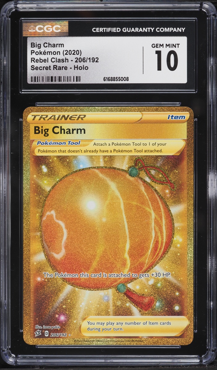 2020 Pokemon Sword & Shield Rebel Clash Gold Rare Big Charm #206 CGC 10 GEM MINT