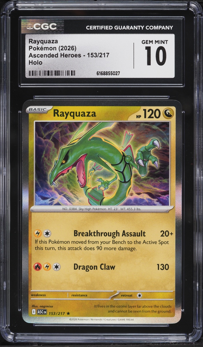 2026 Pokemon Mega Evoluiton Ascended Heroes Holo Rayquaza #153 CGC 10 GEM MINT