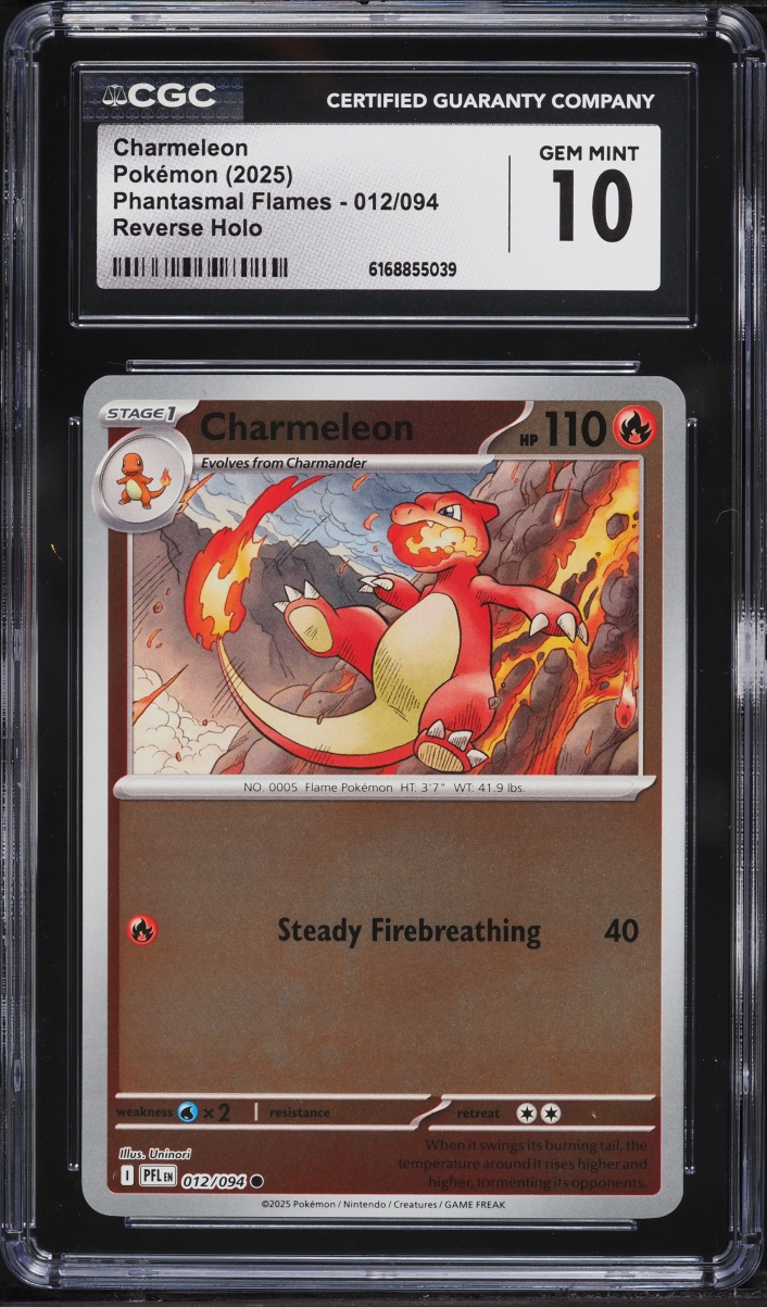2025 Pokemon Scarlet & Violet Phantasmal Flames Reverse Holo Charmeleon #012 CGC 10 GEM MINT