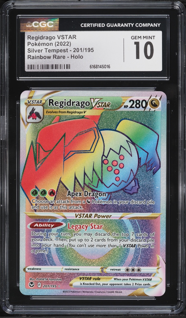 2022 Pokemon Sword & Shield Silver Tempest Rainbow Rare Regidrago Vstar #201 CGC 10 GEM MINT