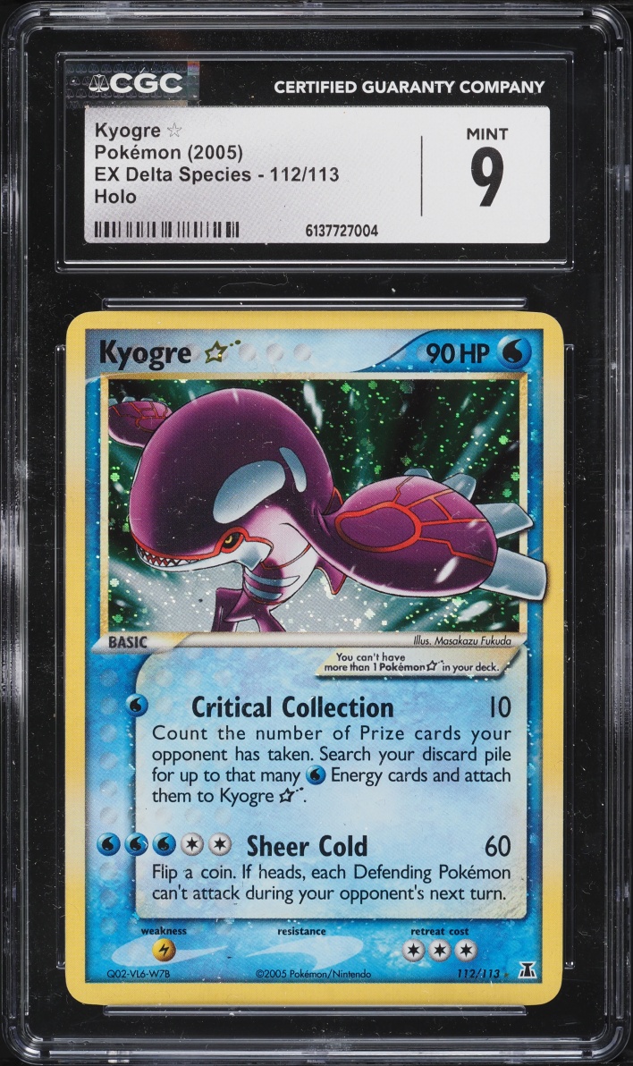 2005 Pokemon EX Delta Species Holo Kyogre Gold Star #112 CGC 9 MINT