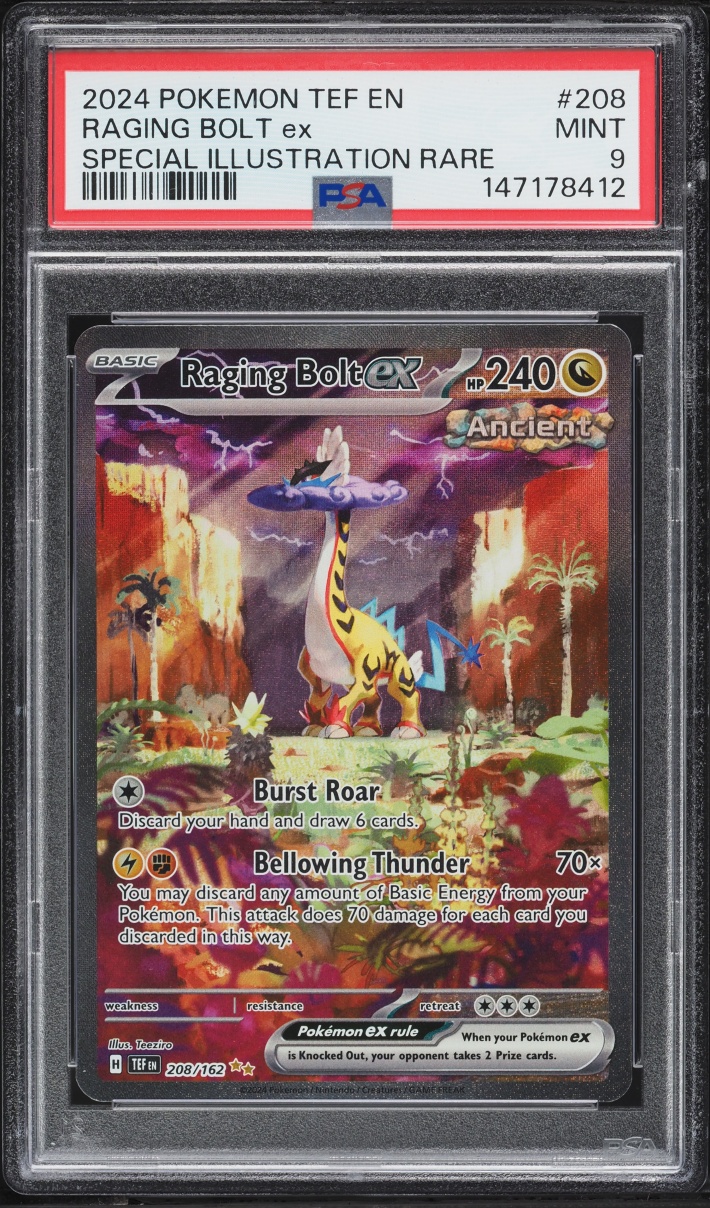 2024 Pokemon Scarlet & Violet Temporal Forces SIR Raging Bolt ex #208 PSA 9 MINT