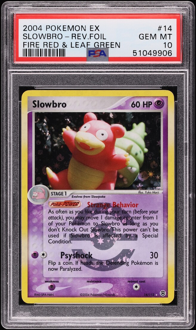2004 Pokemon EX Fire Red & Leaf Green Reverse Holo Slowbro #14 PSA 10 GEM MINT