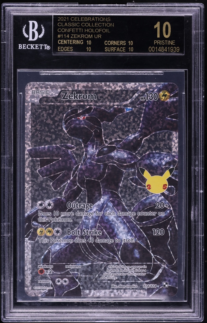 2021 Pokemon SWSH Celebrations Classic Collection Holo Zekrom #114 BGS 10 BLACK LABEL