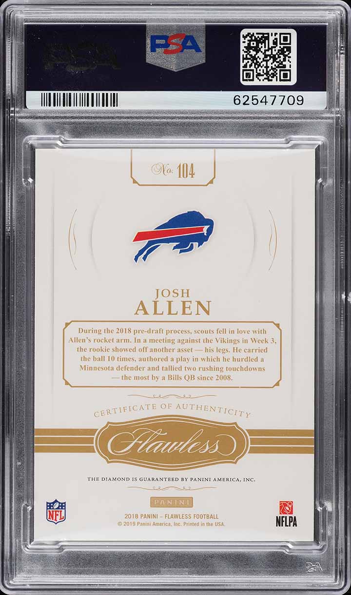 2018 Panini Flawless Diamond Josh Allen ROOKIE /10 #104 PSA 9 MINT