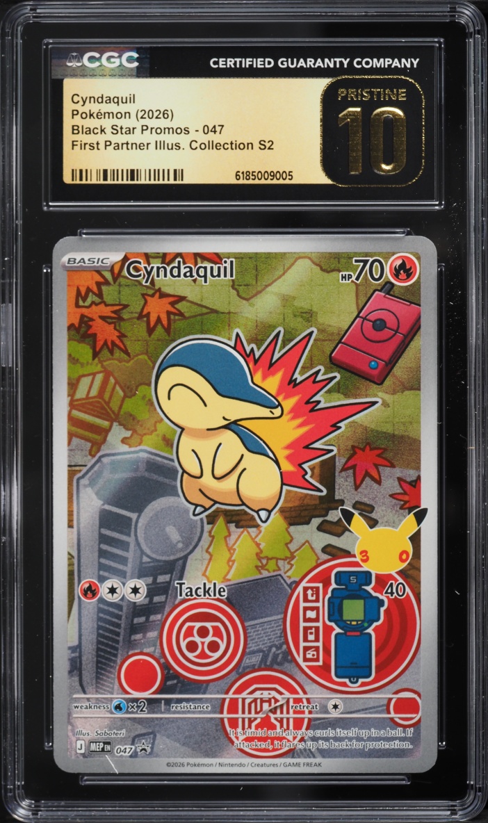 2026 Pokemon Mega Evolution Promo First Partner S2 Full Art Cyndaquil #47 CGC 10 PRISTINE