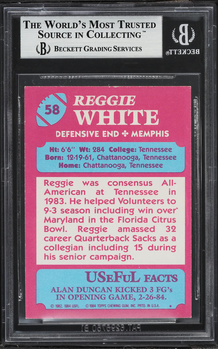 1984 Topps USFL Football Reggie White ROOKIE #58 BGS 9 MINT