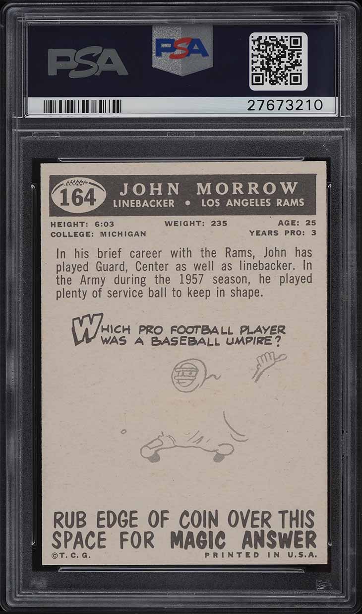 1959 Topps Football John Morrow #164 PSA 9 MINT