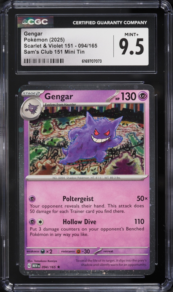 2025 Pokemon Scarlet & Violet 151 Sam's Club Mini Tin Gengar #94 CGC 9.5 MINT+