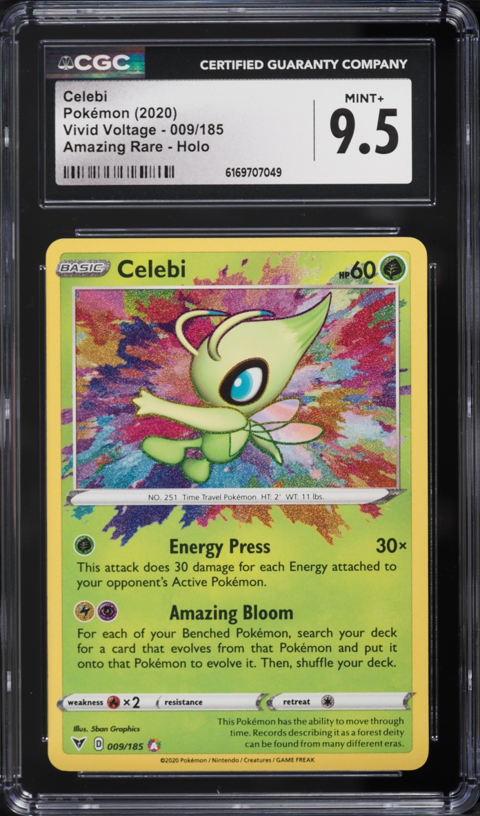 2020 Pokemon Sword & Shield Vivid Voltage Amazing Rare Celebi #9 CGC 9.5 MINT+