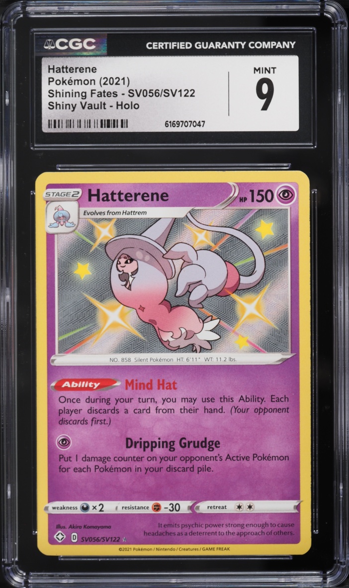 2021 Pokemon Sword & Shield Shining Fates Shiny Hatterene #SV056 CGC 9 MINT