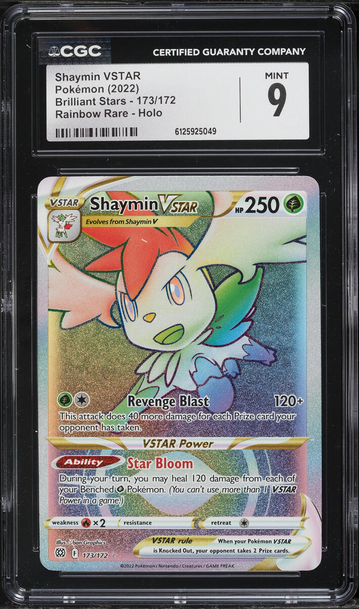 2022 Pokemon Sword & Shield Brilliant Stars Rainbow Rare Shaymin VSTAR #173 CGC 9 MINT