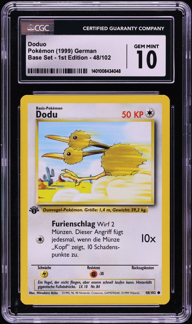 1999 Pokemon German Base Set 1st Edition Doduo #48 CGC 10 GEM MINT