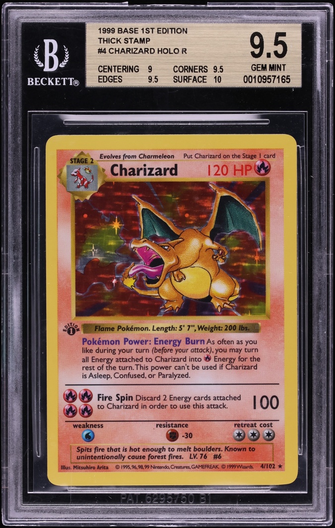 1999 Pokemon Base Set Shadowless 1st Edition Holo Charizard #4 BGS 9.5 GEM MINT