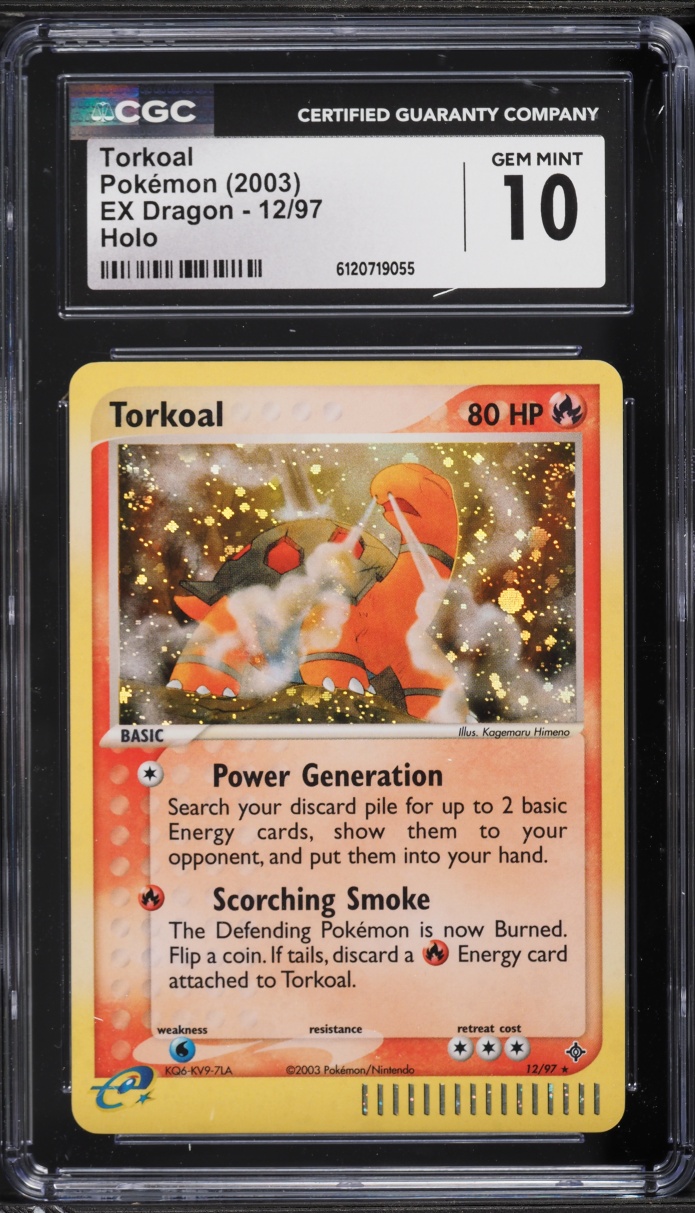 2003 Pokemon EX Dragon Holo Torkoal #12 CGC 10 GEM MINT