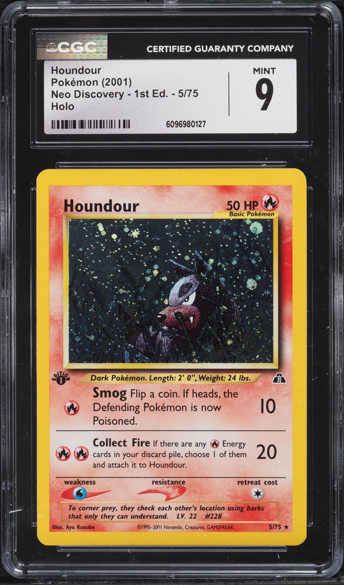 2001 Pokemon Neo Discovery 1st Edition Holo Houndour #5 CGC 9 MINT