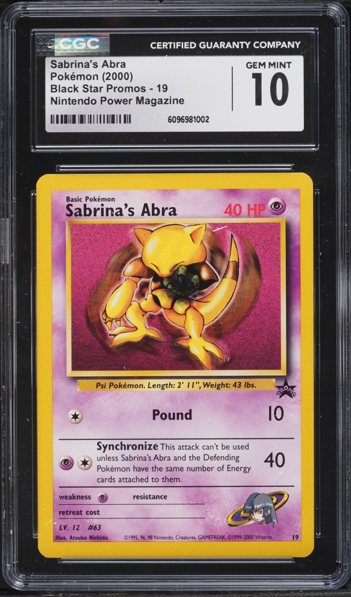 2000 Pokemon Promo Nintendo Power Magazine Sabrina's Abra #19 CGC 10 GEM MINT