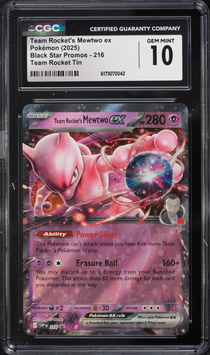 2025 Pokemon Scarlet & Violet Promo Holo Team Rocket's Mewtwo ex #216 CGC 10 GEM MINT