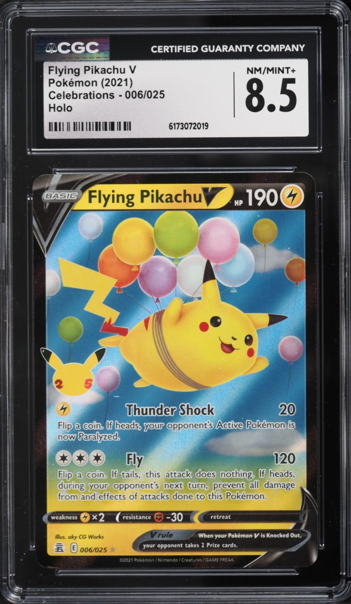2021 Pokemon Sword & Shield Celebrations Holo Flying Pikachu V #6 CGC 8.5 NM-MT+