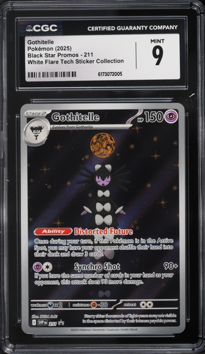 2025 Pokemon Scarlet & Violet Promo White Flare Tech Sticker Full Art Gothitelle #211 CGC 9