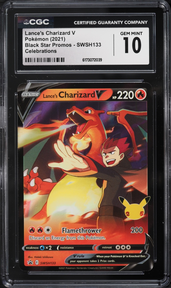 2021 Pokemon Sword & Shield Promo Celebrations Lance's Charizard V #SWSH133 CGC 10 GEM MINT