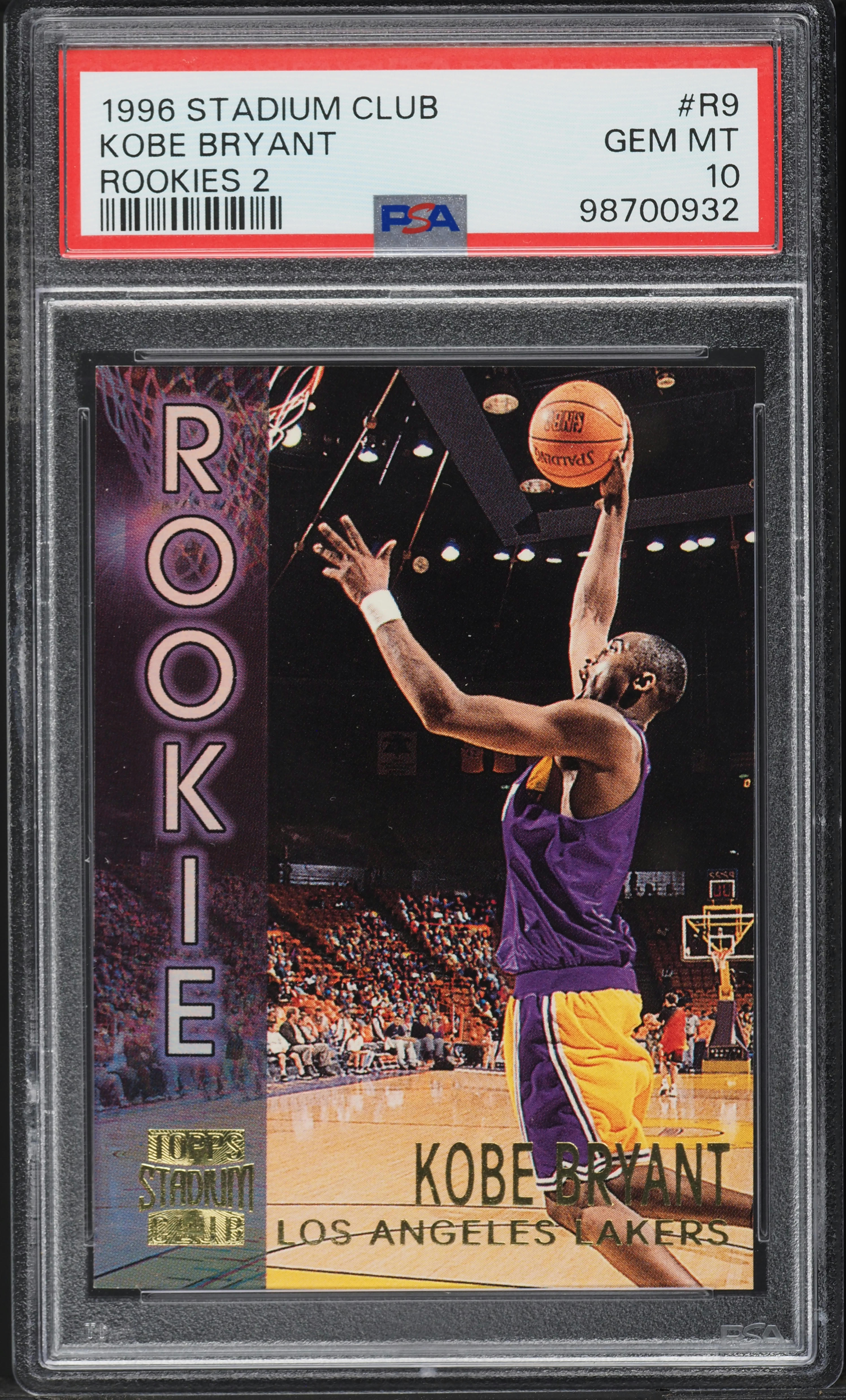 1996 Stadium Club Rookies 2 Kobe Bryant ROOKIE #R9 PSA 10