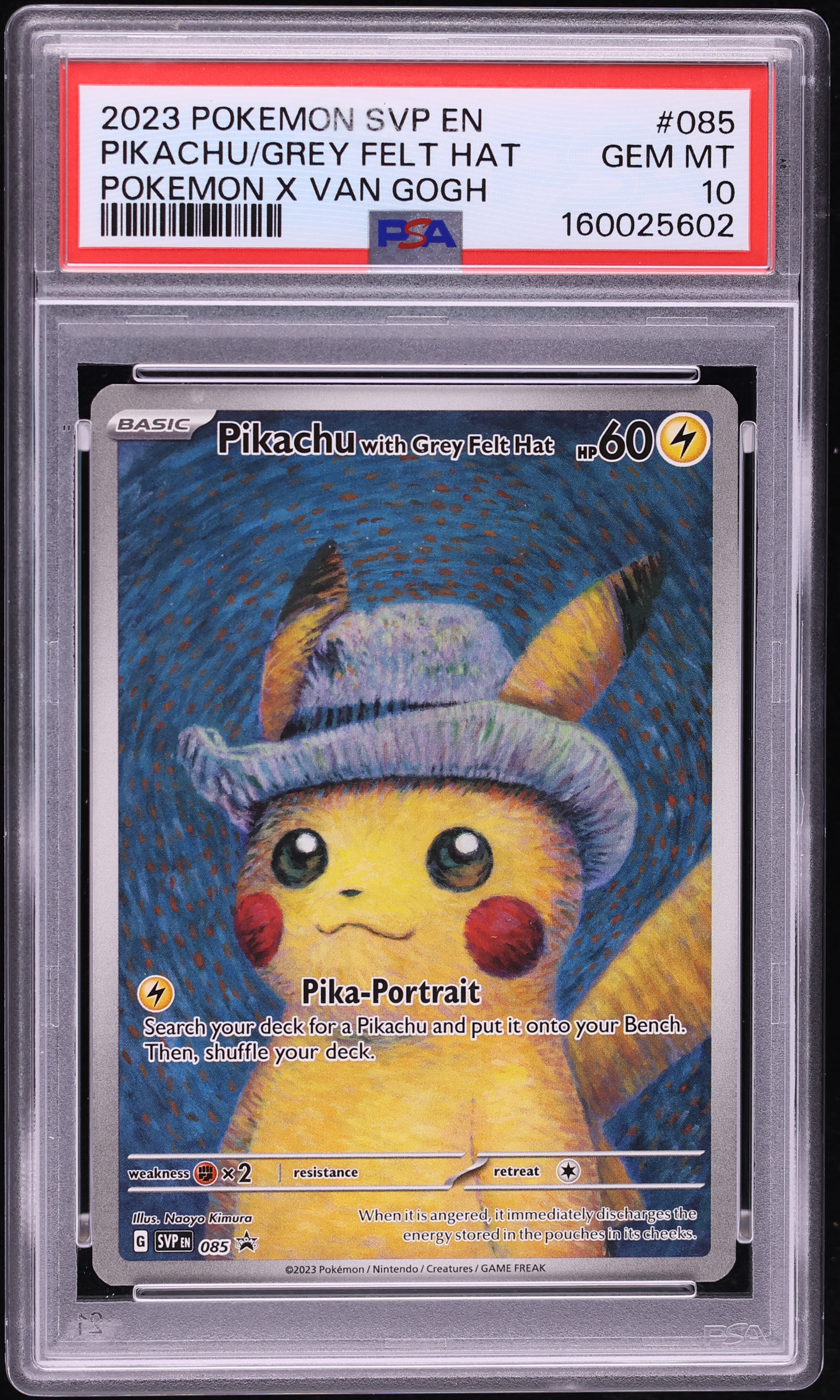 2023 Pokemon SV Promo Van Gogh Full Art Pikachu With Grey Felt Hat #85 PSA 10 GEM MINT