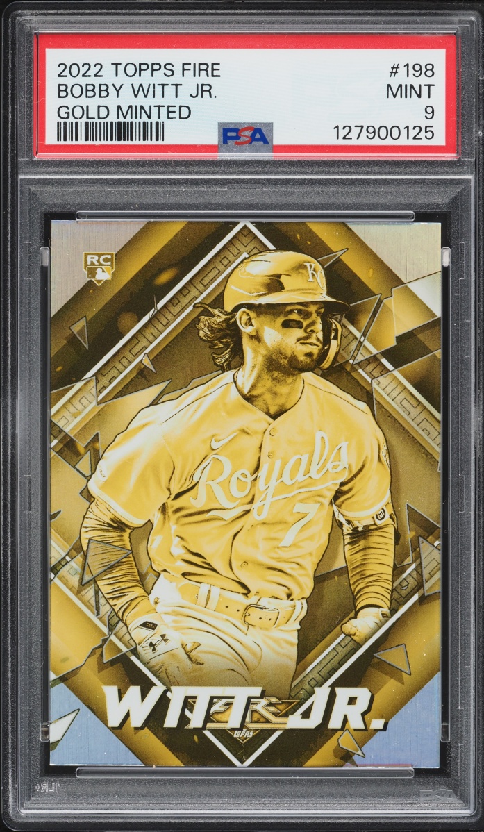 2022 Topps Fire Gold Minted Bobby Witt Jr. ROOKIE #198 PSA 9 MINT