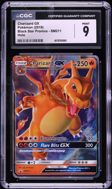 2019 Pokemon Sun & Moon Promo Hidden Fates Tins Holo Charizard GX #SM211 CGC 9 MINT