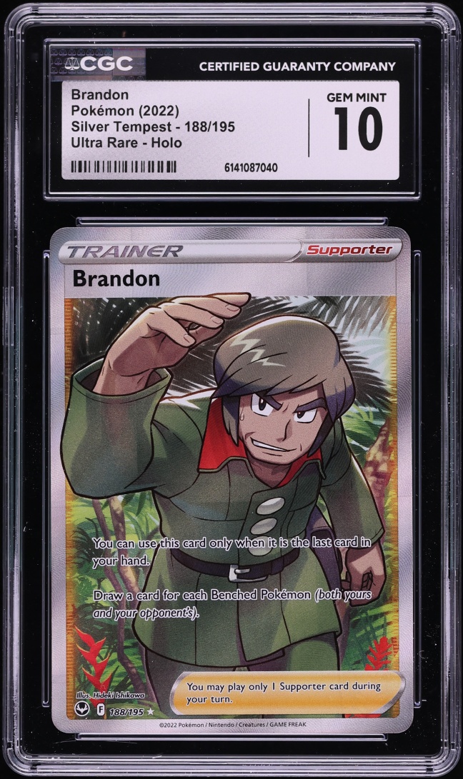 2022 Pokemon Sword & Shield Silver Tempest Full Art Brandon #188 CGC 10 GEM MINT